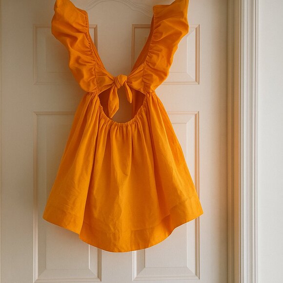 For Love & Lemons Clementine Mini Dress Orange XS - Picture 3 of 8